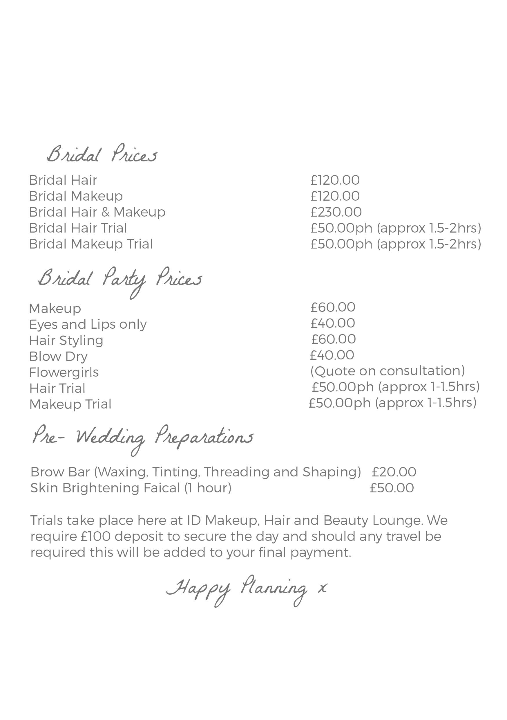 bridal makeup cost